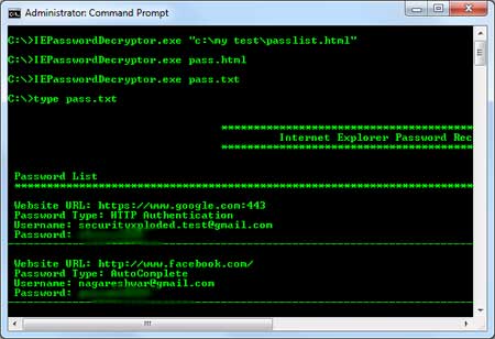 IEPasswordDecrytor command line version