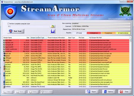 StreamArmor showing the streams with threat levels