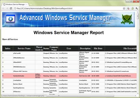 AdvancedWinServiceManager export scan results