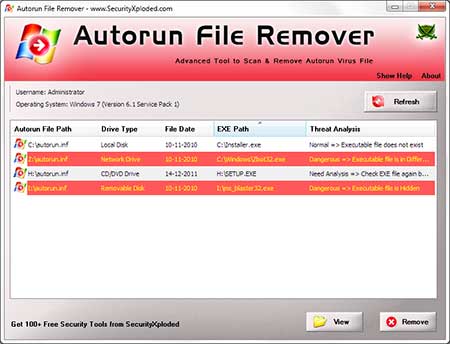 AutorunFileRemover showing recovered passwords