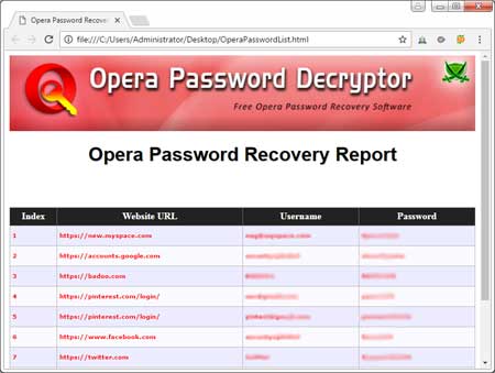 Export Opera passwords to HTML