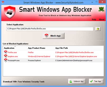 SmartWindowsAppBlocker showing recovered passwords