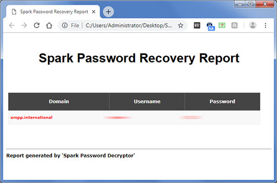 Exported FTP passwords to HTML