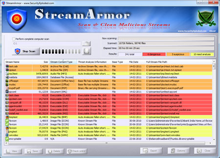 StreamArmor Scanning for Hidden Streams