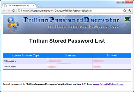 Exported Trillian Accounts to HTML
